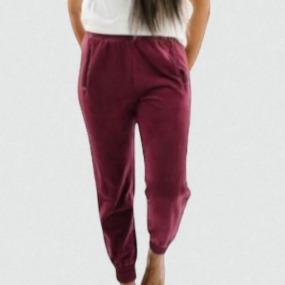 Zyia Active fleece jogger pants burgundy women's size XXL